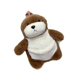 Sac à dos mignon en peluche loutre de mer marron, animal en peluche ultra-doux
