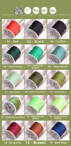 Detailed view showing 15 different colors of 0.6mm non-elastic DIY jewelry jade thread
