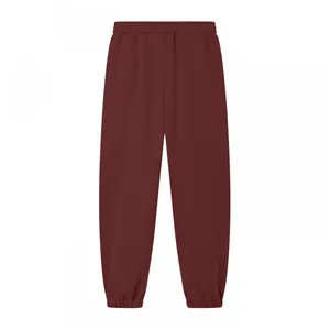 Pantaloni della tuta bordeaux casual con vita elastica e polsini per autunno e inverno