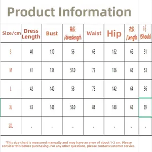Tableau des tailles détaillé avec mesures pour l'ensemble deux-pièces jupe et chemise