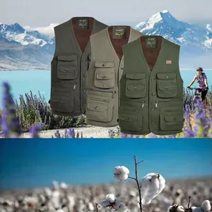 Gilet de pêche extérieur professionnel à poches multiples avec doublure polaire chaude