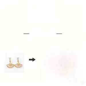 Detailed view of ginkgo leaf earrings in gold and silver plating with colorful zircons