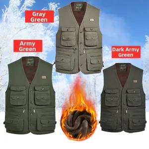 Gilets utilitaires doublés polaire pour hommes avec poches multiples et chaleur