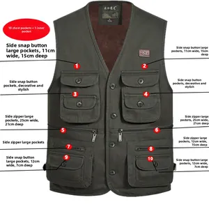 Détail de la conception multi-poches sur le gilet utilitaire vert