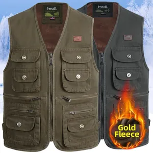 Gilet chaud d'extérieur pour homme avec doublure polaire épaisse et multiples poches