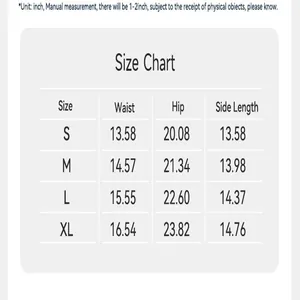 Professional size chart in inches for yoga sweatshirts including waist and hip data