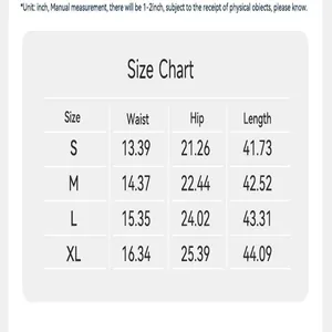 Detailed size chart for half-zip yoga sports jacket with waist and hip measurements