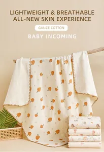 Détail de la couverture pour bébé en gaze de coton à quatre épaisseurs avec motif