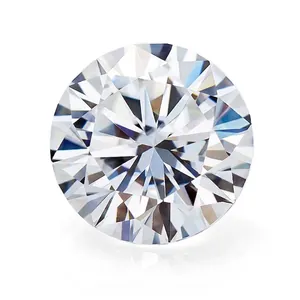 Detailed macro shot of D color round Moissanite with Hearts and Arrows cut