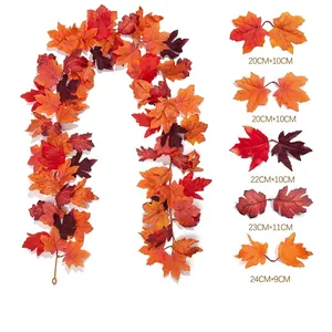 Artificial autumn maple leaf vine garland for Halloween home decor, length 175cm