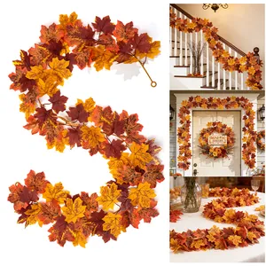 Artificial autumn maple leaf garland for harvest festival and Thanksgiving home decor