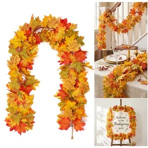Artificial autumn maple leaf garland for Thanksgiving and Halloween home festival decor