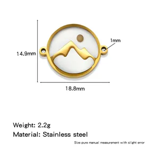 Stainless steel circular mountain sun pendant in golden finish for jewelry making