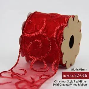 Wired Edge Christmas Ribbon Glitter Snowflake Organza Ribbon For Holiday Tree Decoration Festive Party Gift Wrapping Supplies