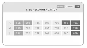 Comprehensive size guide chart for women's yoga sports vest with fixed cups.