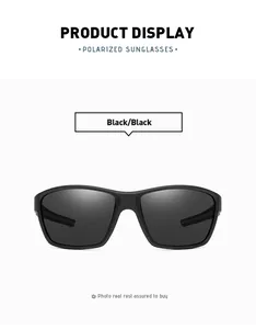 Professional front view detail of black polarized outdoor sports cycling sunglasses for men