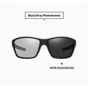Detail showing the photochromic lens transition of black polarized cycling sunglasses