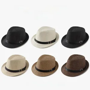 Collection of breathable straw fedora hats in various colors for summer sun protection