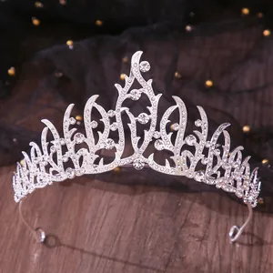 Elegant silver bridal tiara with sparkling rhinestones for weddings and birthdays