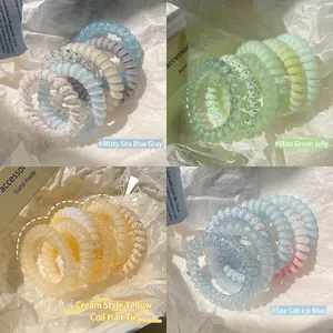 Chouchous Spirales Minimalistes Fil de Téléphone Haute Élasticité en Résine pour Femmes Filles Accessoires de Cheveux Mode