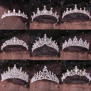 Baroque Rhinestone Crown Tiara Alloy Crystal Bridal Headpiece For Wedding Birthday Princess Party Women Girls Hair Accessories