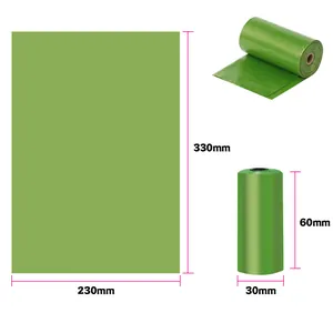 Bolsas para excrementos perro biodegradables verdes 230x330mm y medidas del rollo