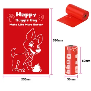 Bolsas rojas biodegradables EPI para excrementos de perro con medidas de 330x230mm