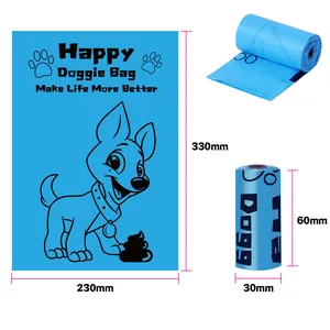 Bolsas azules biodegradables para excrementos de perro, dimensiones 330x230mm de aseo