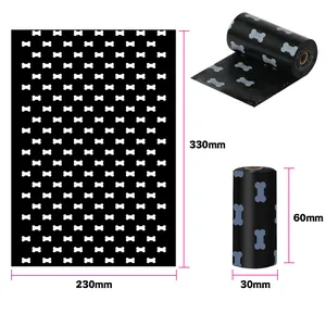 Bolsas biodegradables negras para excrementos de perro con huesos de 230 x 330 mm