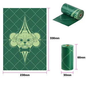 Bolsas biodegradables verdes para excrementos de perro con medidas 230x330mm