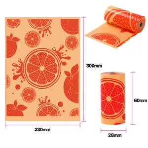 Bolsas biodegradables para excrementos de perro, estampado naranja, medida 60x28mm