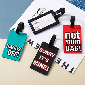 Funny Letter PVC Soft Rubber Luggage Tag Personalized Travel Suitcase ID Label Bag Tag With Adjustable Strap For Bags