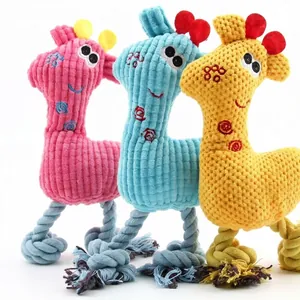 Robustes Giraffe-Hundespielzeug aus Cord mit stabilen Baumwollseilbeinen