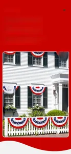 Pleated US flag bunting for Independence Day porch and fence outdoor decoration.