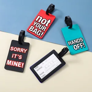 Colorful PVC luggage tags with funny English slogans for travel and luggage identification