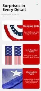 Detail showing reinforced grommets, fade-resistant printing, and lockstitched edges of flags