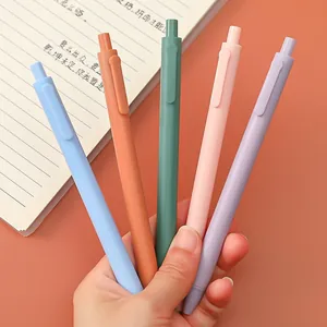 Set of five Morandi macaron retractable gel pens featuring a minimalist 0.5mm design