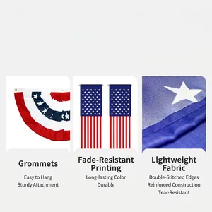 American Independence Day outdoor banner flag set with hanging holes and fade-resistant fabric