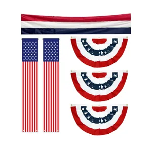 US Independence Day outdoor decoration set with banners, porch flags and buntings