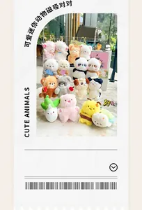 Collection of cute mini magnetic plush animal keychains with various animal designs