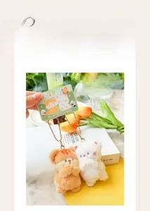 Detailed macro view of two mini cute animal magnetic plush kitten keychains for best friends.