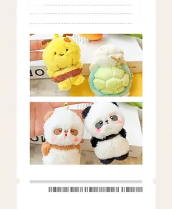 Detailed close-up view of four cute magnetic plush animal keychains in various styles.