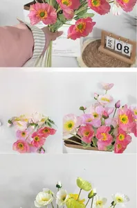 Detailed view of artificial Iceland poppies featuring colorful and textured silk petals