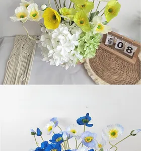 Lifestyle scene featuring colorful silk Iceland Poppy artificial flowers for decor