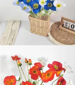 Close-up of vibrant multicolored artificial Iceland poppies for home decor
