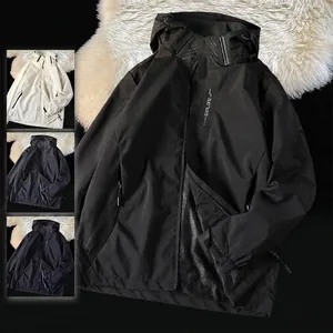 Unisex waterproof windproof outdoor hiking jacket in black techwear style for men and women