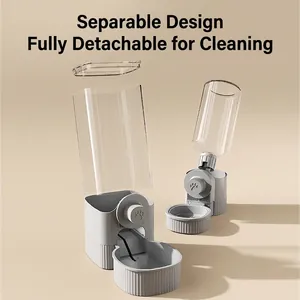 Automatic detachable pet water dispenser and feeder set for cats and dogs in grey