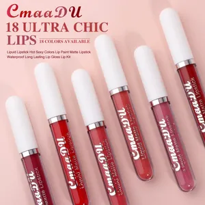 Detailed view of six matte liquid lipsticks in vibrant shades of red and pink.