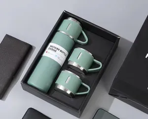 Σετ δώρου θερμός 500ml με τρία κύπελλα από ανοξείδωτο χάλυβα και συσκευασία κουτιού