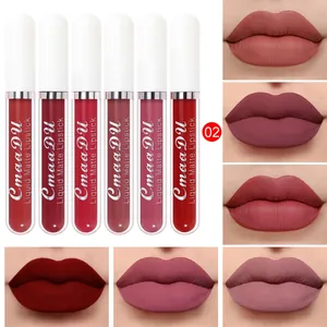 Set of 6 CmaaDu matte liquid lipsticks with various swatches shown